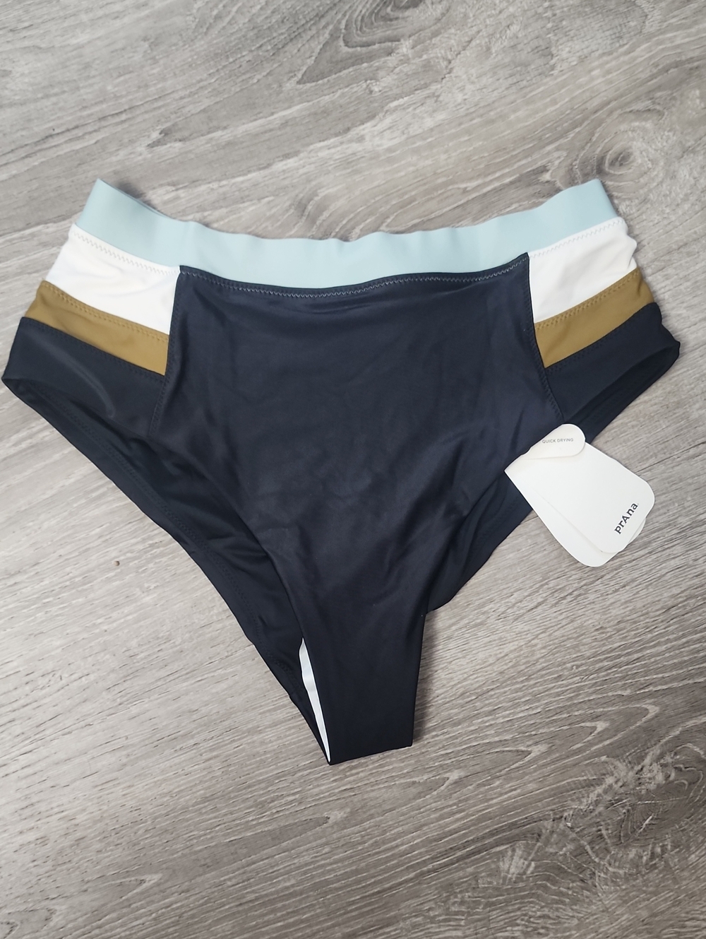 PrAna Black Colorblock Baja Bound High Rise Swim Bottoms Women's Small New